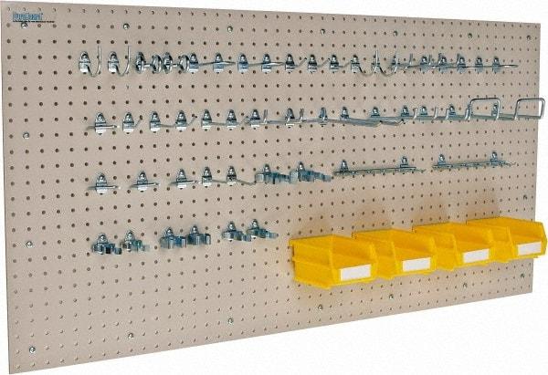 Triton - 48" Wide x 24" High Storage Peg Board, Hooks & Spacers - 2 Panels, 44 Hooks, Polypropylene Board, Steel Hooks, White - Exact Industrial Supply