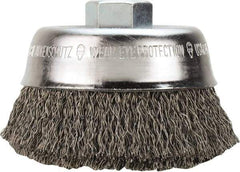Milwaukee Tool - 4" OD, 5/8" Arbor Hole, Crimped Stainless Steel Wheel Brush - 1/2" Face Width, 3/4" Trim Length, 0.014" Filament Diam, 12,000 RPM - Exact Industrial Supply