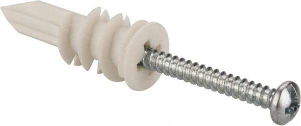 Toggler - #6 to 8 Screw, 1/4" Diam, 1-1/4" Long, 3/8 to 5/8" Thick, Self Drilling Drywall & Hollow Wall Anchor - Thermoplastic Alloy, Grade Proprietary Thermoplastic Alloy, Use in Drywall - Exact Industrial Supply