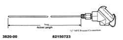 Thermo Electric - -148 to 900°F, 100 OMS Industrial RTD, Thermocouple Probe - 1/2 Inch Hex Mount, 12 Inch Probe Sheath Length, 10 Sec Response Time - Exact Industrial Supply