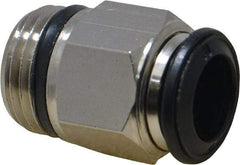 Alpha Technologies - 10mm Outside Diam, 3/8 Universal, Nickel Plated Brass Push-to-Connect Tube Male Connector - 250 Max psi, Tube to Universal Thread Connection, Buna O-Ring - Exact Industrial Supply