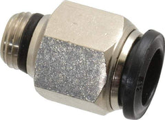 Alpha Technologies - 12mm Outside Diam, 1/4 Universal, Nickel Plated Brass Push-to-Connect Tube Male Connector - 250 Max psi, Tube to Universal Thread Connection, Buna O-Ring - Exact Industrial Supply