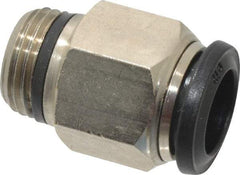 Alpha Technologies - 12mm Outside Diam, 3/8 Universal, Nickel Plated Brass Push-to-Connect Tube Male Connector - 250 Max psi, Tube to Universal Thread Connection, Buna O-Ring - Exact Industrial Supply