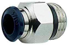 Alpha Technologies - 5/16" Outside Diam, 1/8 Universal Thread, Nickel Plated Brass Push-to-Connect Male Connector - 250 Max psi, Tube to Universal Thread Connection, Buna O-Ring - Exact Industrial Supply