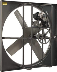 Americraft - 60" Blade, Belt Drive, 5 hp, 44,600 CFM, TEFC Exhaust Fan - 66-1/2" Opening Height x 66-1/2" Opening Width, 15.2/7.6 Amp, 230/460 Volt, 1 Speed, Three Phase - Exact Industrial Supply