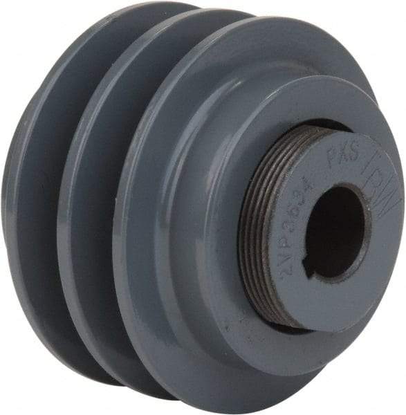 TB Wood's - 1-1/8" Inside Diam x 7.1" Outside Diam, 2 Groove, Variable Pitched Type 2 Sheave - Belt Sections 4L, 5L, A, B & 5V, 3-1/4" Sheave Thickness, 1-1/4" Side Groove Thickness 1-5/8 to 2-3/8" Face Width - Exact Industrial Supply