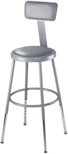 NPS - 16-3/4" Wide x 20-1/2" Deep x 44 to 53-1/2" High, Standard Base, Adjustable Seat Stool - Vinyl Seat, Gray - Exact Industrial Supply