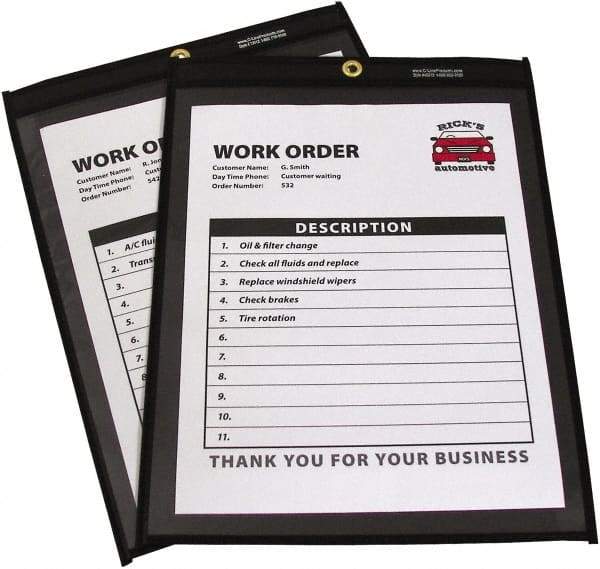 C-LINE - 25 Piece Clear Stitched Shop Ticket Holder - 12" High x 9" Wide - Exact Industrial Supply