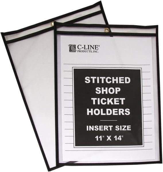C-LINE - 25 Piece Clear Stitched Shop Ticket Holder - 17" High x 11" Wide - Exact Industrial Supply