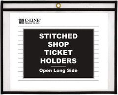 C-LINE - 25 Piece Clear Stitched Shop Ticket Holder-Open Long Side - 11" High x 8-1/2" Wide - Exact Industrial Supply