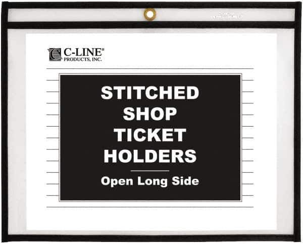 C-LINE - 25 Piece Clear Stitched Shop Ticket Holder-Open Long Side - 12" High x 9" Wide - Exact Industrial Supply