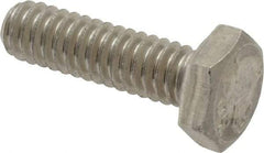 Made in USA - 1/4-20 UNC, 7/8" Length Under Head Hex Head Cap Screw - Grade 18-8 Stainless Steel, Uncoated, 7/16" Hex - Exact Industrial Supply