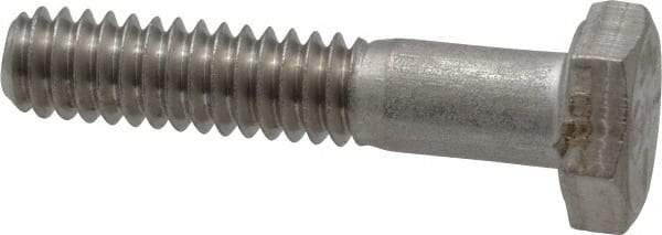 Made in USA - 1/4-20 UNC, 1-1/4" Length Under Head Hex Head Cap Screw - Grade 18-8 Stainless Steel, Uncoated, 7/16" Hex - Exact Industrial Supply