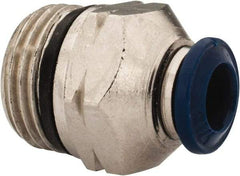 Alpha Technologies - 1/4" Outside Diam, 3/8 Universal Thread, Nickel Plated Brass Push-to-Connect Male Connector - 250 Max psi, Tube to Universal Thread Connection, Buna O-Ring - Exact Industrial Supply