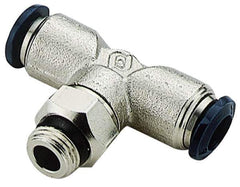 Alpha Technologies - 1/2" Outside Diam, 1/2 Universal Thread, Nickel Plated Brass Push-to-Connect Male Swivel Branch Tee - 250 Max psi, Tube to Universal Thread Connection, Buna O-Ring - Exact Industrial Supply