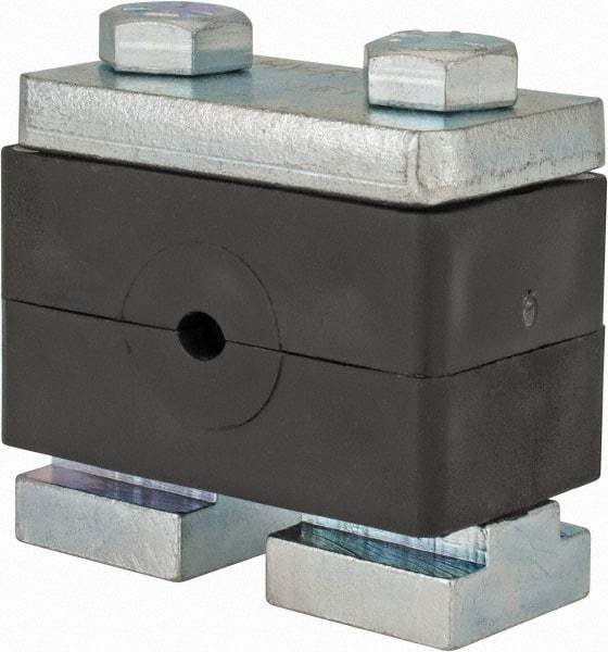 HYDAC - 2.87" Wide x 1.89" High x 1.18" Deep, Polypropylene Heavy Duty C-Rail Mount Vibration-Control Clamp - Carbon Steel Plate, Mount with C-Rail Nuts, Top plates, Clamp Pairs, and Bolts - Exact Industrial Supply