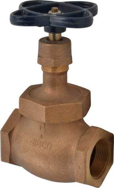 NIBCO - 1-1/2" Pipe, Threaded Ends, Bronze Integral Globe Valve - PTFE Disc, Screw-In Bonnet, 200 psi WOG, 125 psi WSP, Class 125 - Exact Industrial Supply