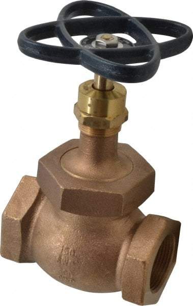 NIBCO - 1-1/4" Pipe, Threaded Ends, Bronze Integral Globe Valve - PTFE Disc, Screw-In Bonnet, 200 psi WOG, 125 psi WSP, Class 125 - Exact Industrial Supply