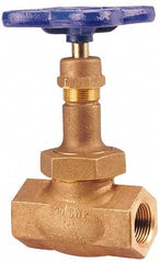NIBCO - 1-1/4" Pipe, Threaded Ends, Bronze Integral Globe Valve - PTFE Disc, Union Bonnet, 600 psi WOG, 300 psi WSP, Class 300 - Exact Industrial Supply