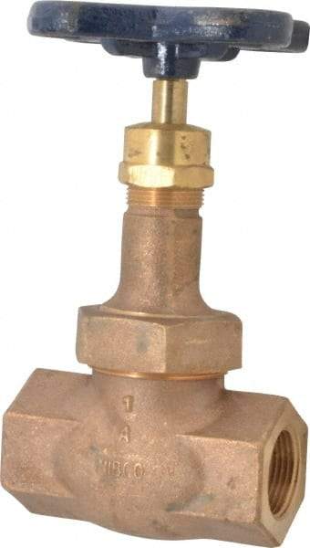 NIBCO - 1" Pipe, Threaded Ends, Bronze Integral Globe Valve - Bronze Disc, Union Bonnet, 600 psi WOG, 300 psi WSP, Class 300 - Exact Industrial Supply