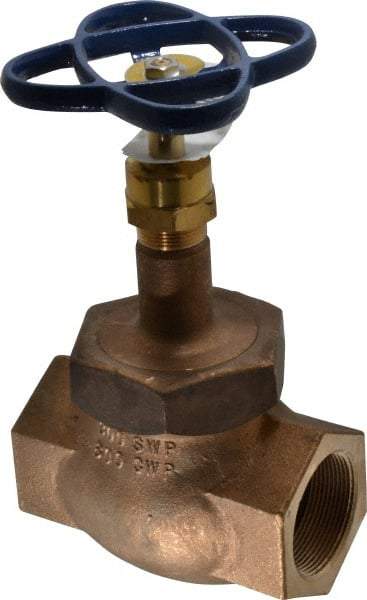 NIBCO - 2" Pipe, Threaded Ends, Bronze Integral Globe Valve - Bronze Disc, Union Bonnet, 600 psi WOG, 300 psi WSP, Class 300 - Exact Industrial Supply