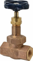 NIBCO - 3/8" Pipe, Threaded Ends, Bronze Integral Globe Valve - Bronze Disc, Union Bonnet, 600 psi WOG, 300 psi WSP, Class 300 - Exact Industrial Supply