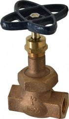 NIBCO - 1/2" Pipe, Threaded Ends, Bronze Integral Globe Valve - PTFE Disc, Union Bonnet, 600 psi WOG, 300 psi WSP, Class 300 - Exact Industrial Supply