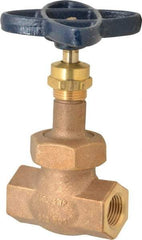 NIBCO - 1/2" Pipe, Threaded Ends, Bronze Renewable Full Plug Disc Globe Valve - Alloy Threads Disc, Union Bonnet, 600 psi WOG, 300 psi WSP, Class 300 - Exact Industrial Supply