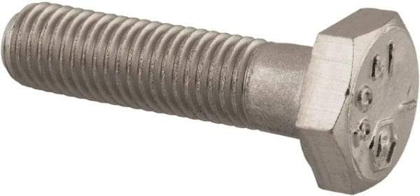 Made in USA - 1/4-28 UNF, 1" Length Under Head Hex Head Cap Screw - Grade 18-8 Stainless Steel, Uncoated, 7/16" Hex - Exact Industrial Supply