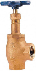 NIBCO - 1" Pipe, Class 125, Threaded Bronze Renewable Angle Gate Valve - 200 WOG, 125 WSP, Screw-In Bonnet - Exact Industrial Supply