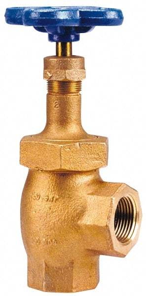 NIBCO - 3/4" Pipe, Class 150, Threaded Bronze Renewable Angle Gate Valve - 300 WOG, 150 WSP, Union Bonnet - Exact Industrial Supply
