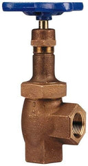 NIBCO - 1/4" Pipe, Class 300, Threaded Bronze Renewable Angle Gate Valve - 600 WOG, 300 WSP, Union Bonnet - Exact Industrial Supply