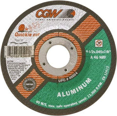 Camel Grinding Wheels - 46 Grit, 4-1/2" Wheel Diam, Type 27 Depressed Center Wheel - Medium Grade, Aluminum Oxide, Resinoid Bond, N Hardness, 13,300 Max RPM - Exact Industrial Supply