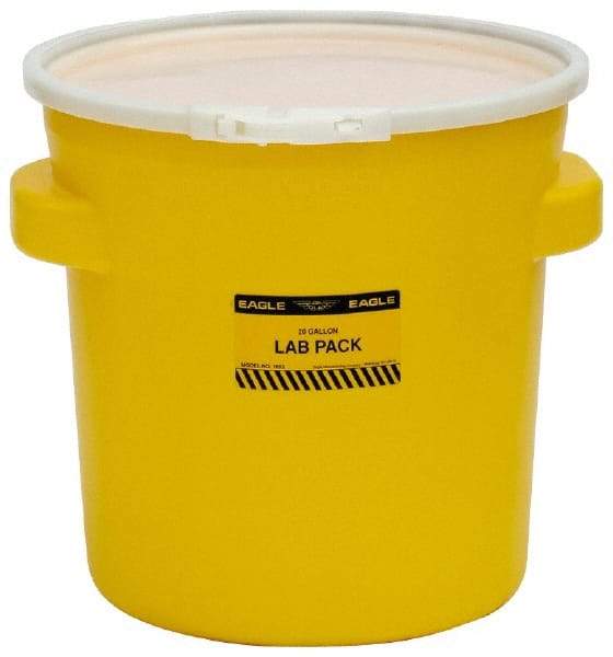 Eagle - 20 Gallon Capacity, Plastic Lever Lock, Yellow Lab Pack - 5 Gallon Container, Polyethylene, 88 Lb. Capacity, UN 1H2/X40/S Listing - Exact Industrial Supply
