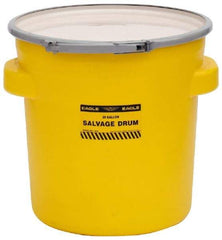 Eagle - 20 Gallon Capacity, Metal Lever Lock, Yellow Salvage Drum - 5 Gallon Container, 165 Lb. Capacity, Polyethylene, UN 1H2/X75/S Listing - Exact Industrial Supply