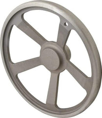 Jergens - 14", 5 Spoke Offset Handwheel with Handle - 2-3/4" Hub, Aluminum Alloy, Plain Finish - Exact Industrial Supply