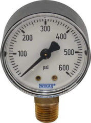 Wika - 2" Dial, 1/4 Thread, 0-600 Scale Range, Pressure Gauge - Lower Connection Mount, Accurate to 3-2-3% of Scale - Exact Industrial Supply