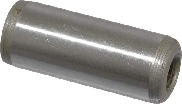 Jergens - 1/2" Diam x 1-1/4" Pin Length C-1215 Alloy Steel Pull Out Dowel Pin - C 47-58 & C 60-64 (Surface) Hardness, 1 Beveled & 1 Threaded End - Exact Industrial Supply