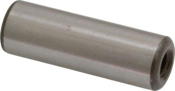 Jergens - 1/2" Diam x 1-1/2" Pin Length C-1215 Alloy Steel Pull Out Dowel Pin - C 47-58 & C 60-64 (Surface) Hardness, 1 Beveled & 1 Threaded End - Exact Industrial Supply
