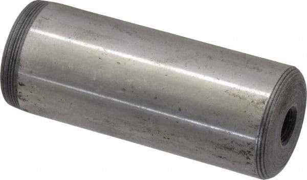 Jergens - 1" Diam x 2-1/2" Pin Length C-1215 Alloy Steel Pull Out Dowel Pin - C 47-58 & C 60-64 (Surface) Hardness, 1 Beveled & 1 Threaded End - Exact Industrial Supply