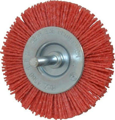 Value Collection - 3" OD, 1/4" Shank Diam, Crimped Nylon Wheel Brush - 1/4" Face Width, 5/16" Trim Length, 4,500 RPM - Exact Industrial Supply