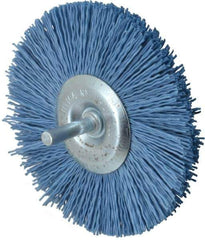 Value Collection - 4" OD, 1/4" Shank Diam, Crimped Nylon Wheel Brush - 1/4" Face Width, 5/16" Trim Length, 4,500 RPM - Exact Industrial Supply