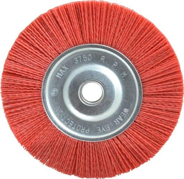 Value Collection - 6" OD, 5/8" Shank Diam, 5/8" Arbor Hole, Crimped Nylon Wheel Brush - 5/16" Face Width, 5/16" Trim Length, 3,750 RPM - Exact Industrial Supply