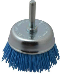 Value Collection - 2" Diam, 1/4" Hole Size Straight Wire Nylon Cup Brush - Fine Grade, 4,500 Max RPM - Exact Industrial Supply