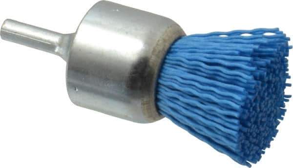 Value Collection - 1-3/16" Brush Diam, End Brush - Fine Grade, 1/4" Diam Shank, 18,000 Max RPM - Exact Industrial Supply