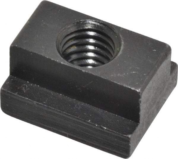 Jergens - 3/8-16 Blind Tapped T Slot Nut - 7/16" Slot Width, 11/16 x 7/32" Base Width x Height, 7/8 x 1/2" OAL x Height - Exact Industrial Supply