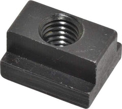 Jergens - 3/8-16 Blind Tapped T Slot Nut - 7/16" Slot Width, 11/16 x 7/32" Base Width x Height, 7/8 x 1/2" OAL x Height - Exact Industrial Supply