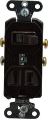 Pass & Seymour - 1 Pole, 120/125 Volt, 15 Amp, 1 Outlet, Flush Mounted, Self Grounding, Tamper Resistant Combination Outlet and Switch - 5-15R Configuration, 1 Switch, Side Wiring, UL Listed 20 498 Standard - Exact Industrial Supply