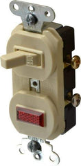 Pass & Seymour - 1 Pole, 120/125 VAC, 15 Amp, Flush Mounted, Ungrounded, Tamper Resistant Combination Switch with Pilot Light - NonNEMA Configuration, 1 Switch, Side Wiring, UL Listed 20 498 Standard - Exact Industrial Supply