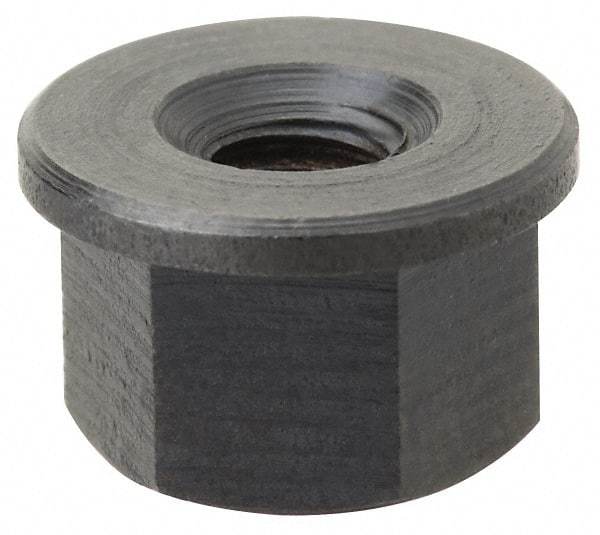 Jergens - 1-1/8 - 7, 2-1/4" Flange Diam, 1-3/8" High, 1-13/16" Across Flats, Flange Nut - Grade Low Carbon Steel Steel, Black Oxide Finish, 1/4" Flange Height, TCMA - Exact Industrial Supply